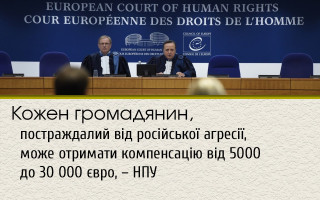 Кожен громадянин, постраждалий від російської агресії, може отримати компенсацію від 5000 до 30 000 євро, – НПУ