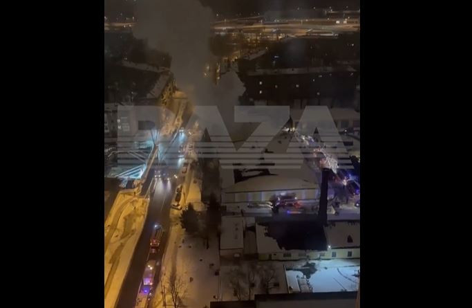 В Москве вспыхнул пожар на территории воинской части, видео