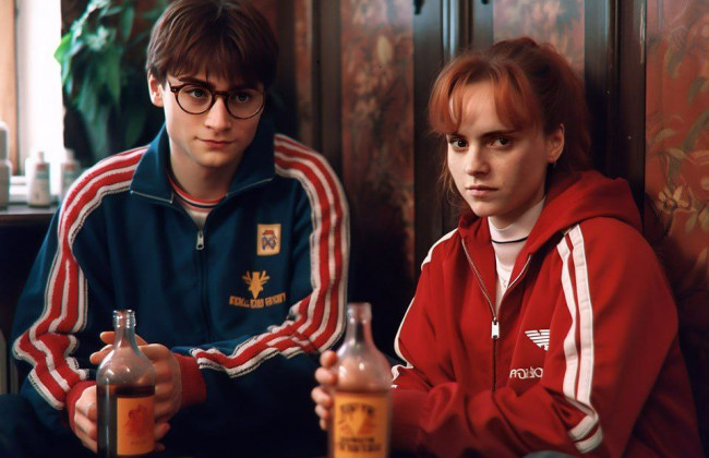 Нейросеть перенесла героев «Гарри Поттера» в «лихие 90-е», фото