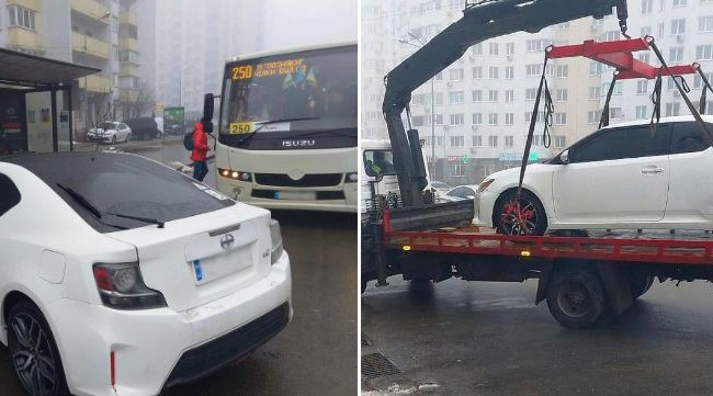 Оставил авто прямо на остановке: в Киеве наказали «героя парковки», фото