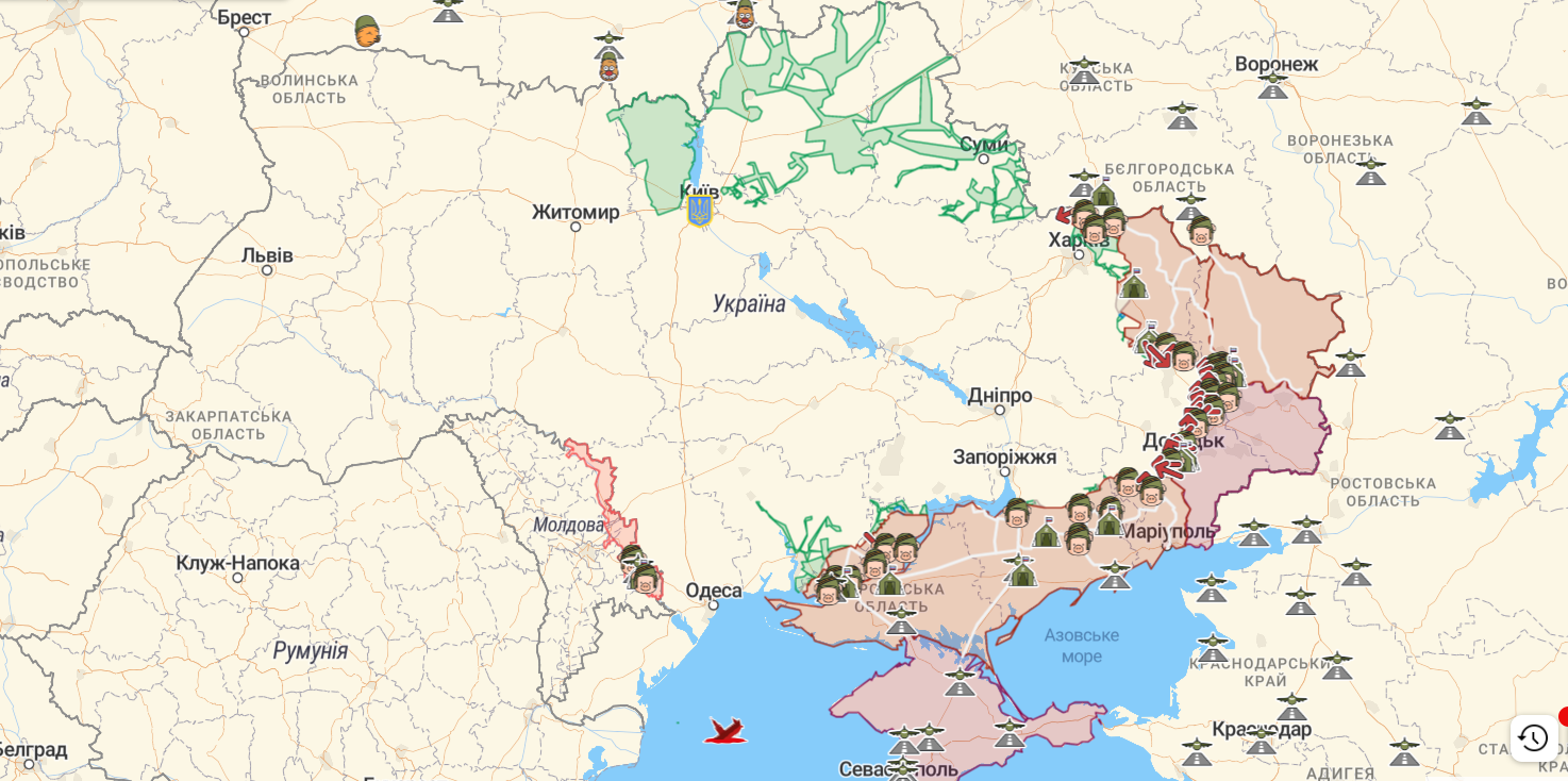 Ситуация на украине карта боевых действий на сегодня