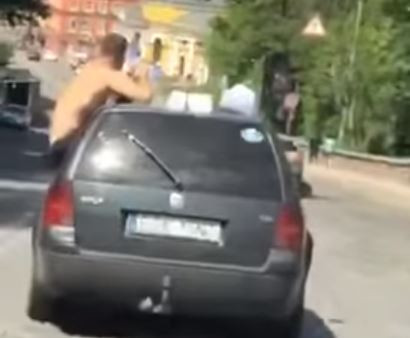 Полуголый человек на автомобиле с еврономерами поставил киевлян «на уши»