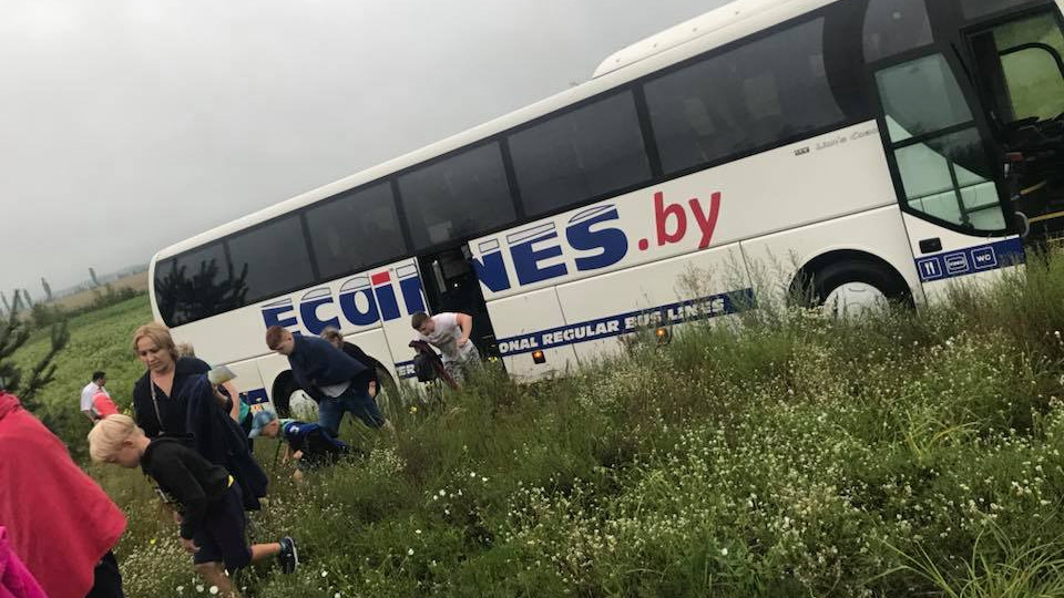 Под Киевом автобус с детьми вылетел в кювет