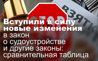 Вступили в силу новые изменения в закон о судоустройстве и другие законы: сравнительная таблица