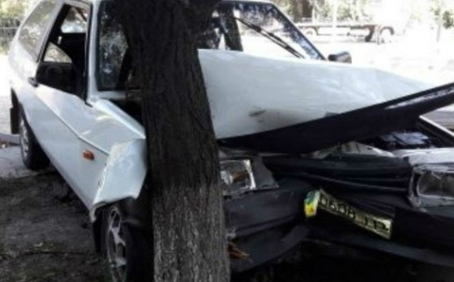 От удара машина влетела в дерево: в Донецкой области произошло пьяное ДТП