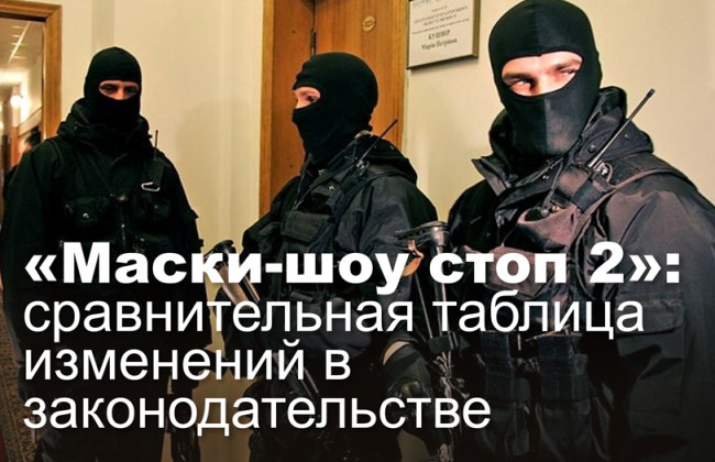 «Маски-шоу стоп 2»: сравнительная таблица изменений в законодательстве