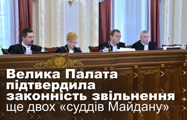 Велика Палата підтвердила законність звільнення ще двох «суддів Майдану»