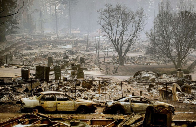 Пожар в Калифорнии: разрушенный огнем город с высоты птичьего полета
