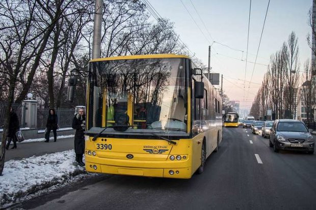 ДТП в Киеве: троллейбус вылетел с дороги и врезался в дерево
