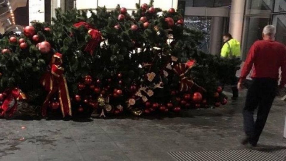 В «Борисполе» упала новогодняя ёлка