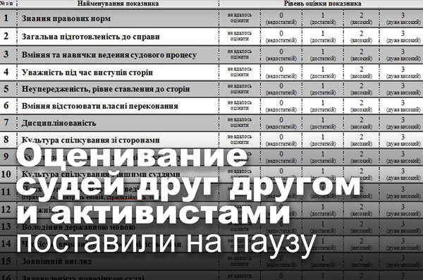 Оценивание судей друг другом и активистами поставили на паузу