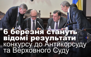 6 березня стануть відомі результати конкурсу до Антикорсуду та Верховного Суду
