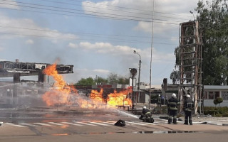 В Житомире вспыхнул пожар: горела газовая заправка