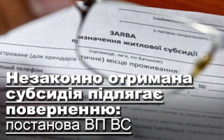 Незаконно отримана субсидія підлягає поверненню: постанова ВП ВС