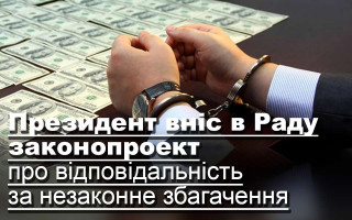 Президент вніс в Раду законопроект про відповідальність за незаконне збагачення
