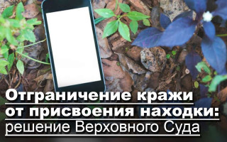 Отграничение кражи от присвоения находки: решение Верховного Суда