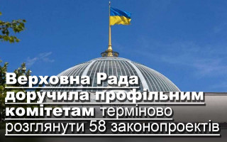Верховна Рада доручила профільним комітетам терміново розглянути 58 законопроектів