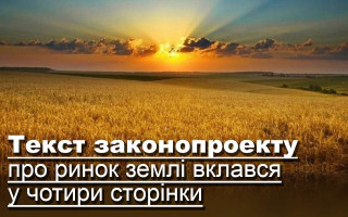 Текст законопроекту про ринок землі вклався у чотири сторінки