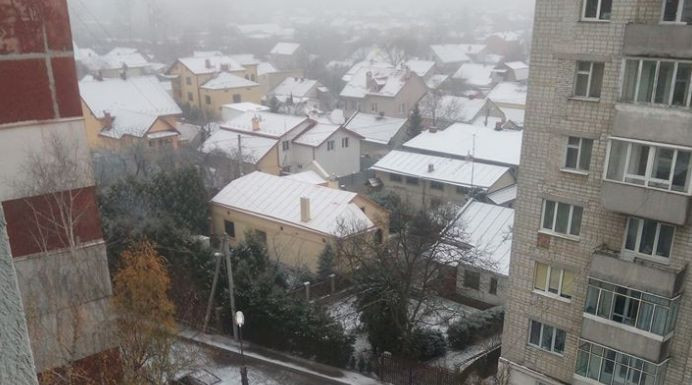 Во Львове выпал первый снег: есть фото