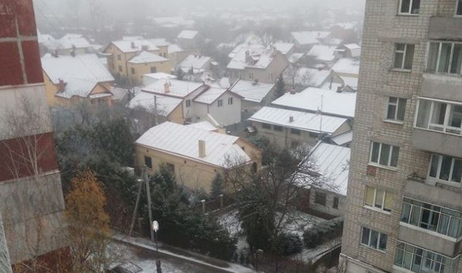 Во Львове выпал первый снег: есть фото