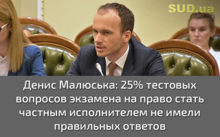 Денис Малюська: 25% тестовых вопросов экзамена на право стать частным исполнителем не имели правильных ответов