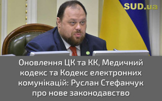 Оновлення ЦК та КК, Медичний кодекс та Кодекс електронних комунікацій: Руслан Стефанчук про нове законодавство