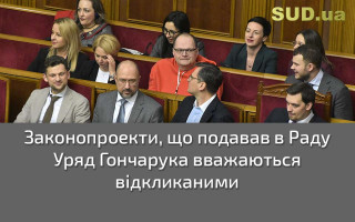 Законопроекти, що подавав в Раду Уряд Гончарука вважаються відкликаними