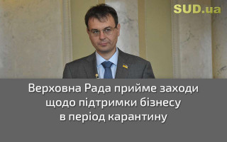 Верховна Рада прийме заходи щодо підтримки бізнесу в період карантину