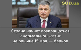 Страна начнет возвращаться к нормальной жизни не раньше 15 мая, — Аваков