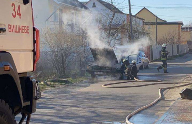 Під Києвом спалахнула пожежа: згорів Volkswagen, фото