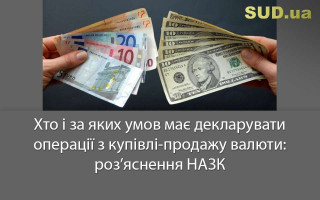 Хто і за яких умов має декларувати операції з купівлі-продажу валюти: роз’яснення НАЗК