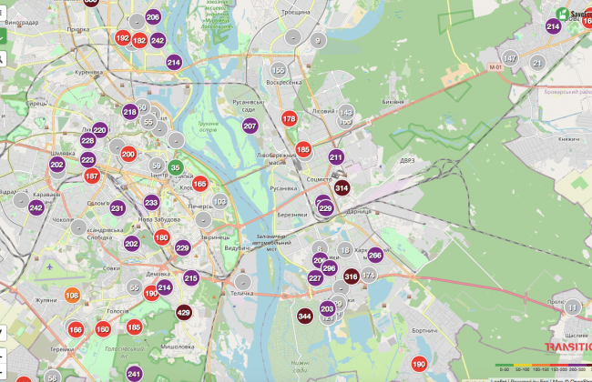 В каких районах Киева наибольший уровень загрязнения воздуха и в чем причина