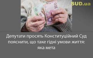Депутати просять Конституційний Суд пояснити, що таке гідні умови життя: яка мета