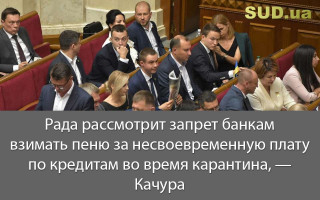 Рада рассмотрит запрет банкам взимать пеню за несвоевременную плату по кредитам во время карантина, — Качура