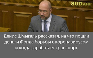 Денис Шмыгаль рассказал, на что пошли деньги Фонда борьбы с коронавирусом и когда заработает транспорт