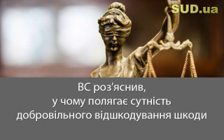 ВС роз’яснив, у чому полягає сутність добровільного відшкодування шкоди