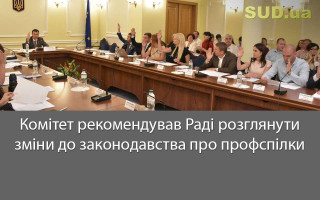 Комітет рекомендував Раді розглянути зміни до законодавства про профспілки