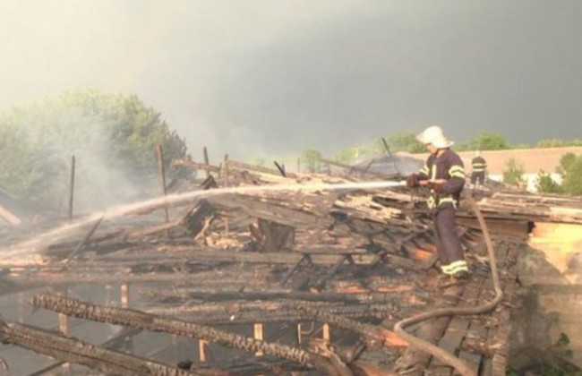 Ударила молния: под Хмельницким горела ферма, видео