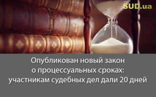 Опубликован новый закон о процессуальных сроках: участникам судебных дел дали 20 дней