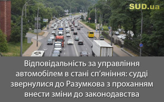 Відповідальність за управління автомобілем в стані сп’яніння: судді звернулися до Разумкова з проханням внести зміни до законодавства