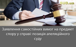 Заявлення самостійних вимог на предмет спору у справі: позиція апеляційного суду