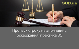 Пропуск строку на апеляційне оскарження: практика ВС