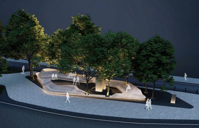 Киевлян порадуют лавочкой-террасой с подсветкой в центре города