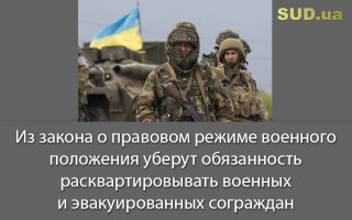 Из закона о правовом режиме военного положения уберут обязанность расквартировывать военных и эвакуированных сограждан