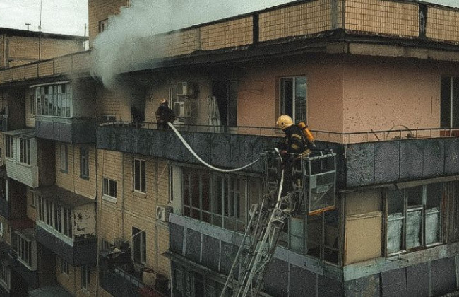 В Киеве вспыхнул мощный пожар в многоэтажке