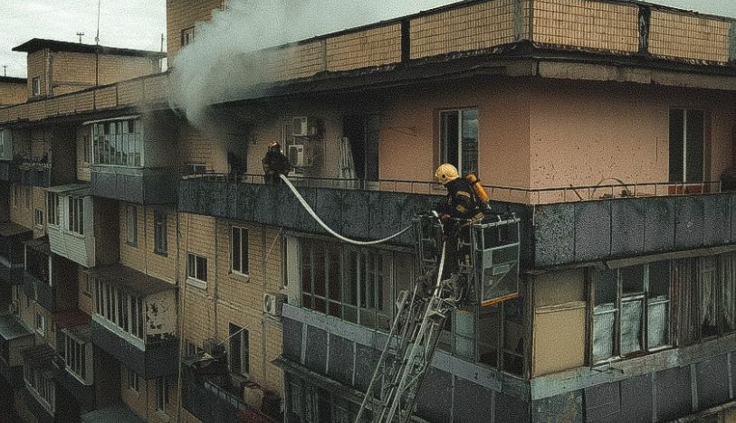 В Киеве вспыхнул мощный пожар в многоэтажке