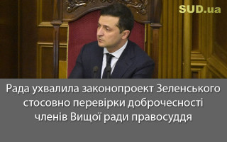 Рада ухвалила законопроект Зеленського стосовно перевірки доброчесності членів Вищої ради правосуддя