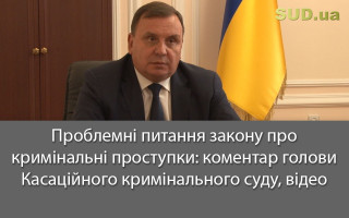 Проблемні питання закону про кримінальні проступки: коментар голови Касаційного кримінального суду, відео