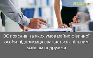 ВС пояснив, за яких умов майно фізичної особи-підприємця вважається спільним майном подружжя
