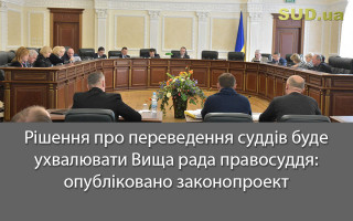 Рішення про переведення суддів буде ухвалювати Вища рада правосуддя: опубліковано законопроект